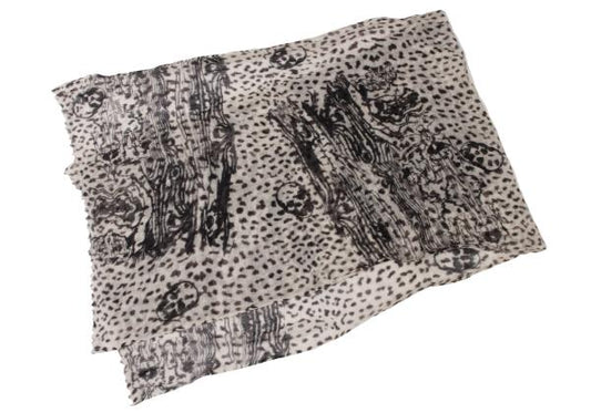 Lucien PellatFinet Cashmere Skull Print Scarf Beige Size F