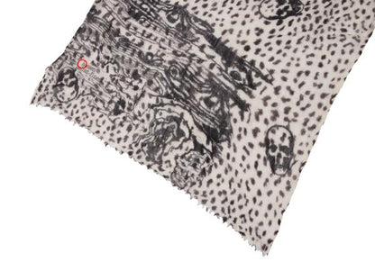 Lucien PellatFinet Cashmere Skull Print Scarf Beige Size F