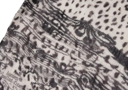 Lucien PellatFinet Cashmere Skull Print Scarf Beige Size F