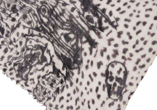 Lucien PellatFinet Cashmere Skull Print Scarf Beige Size F