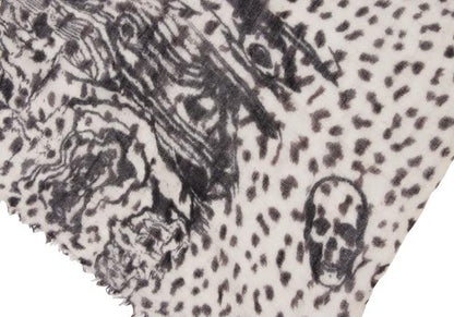 Lucien PellatFinet Cashmere Skull Print Scarf Beige Size F
