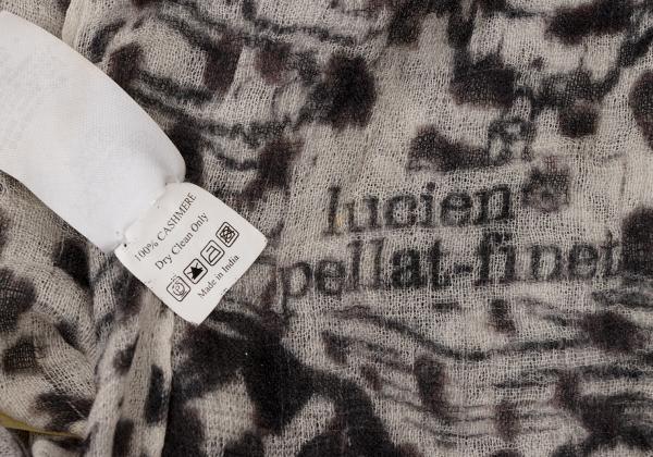 Lucien PellatFinet Cashmere Skull Print Scarf Beige Size F