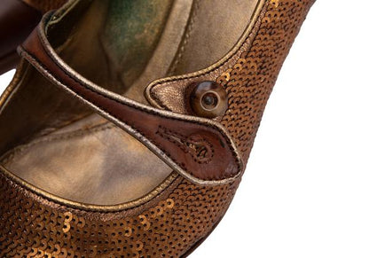 PRADA Sequin Design Leather Heels Brown Size 34 (22cm)