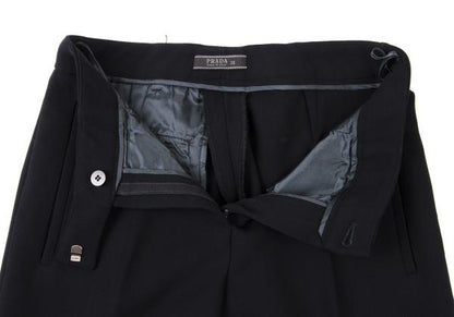 PRADA Wool Center Crease Straight Pants Navy Size 38