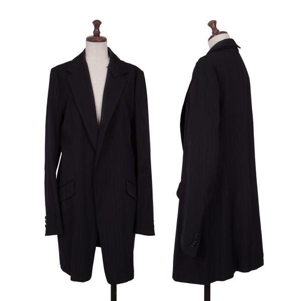 Y's 21AW Striped Lapel Long Jacket Blue Size 2