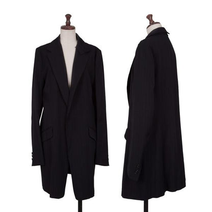 Y's 21AW Striped Lapel Long Jacket Blue Size 2