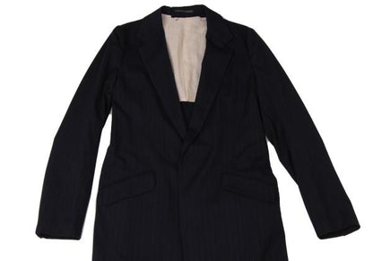 Y's 21AW Striped Lapel Long Jacket Blue Size 2