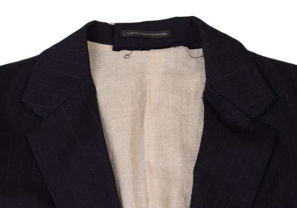 Y's 21AW Striped Lapel Long Jacket Blue Size 2