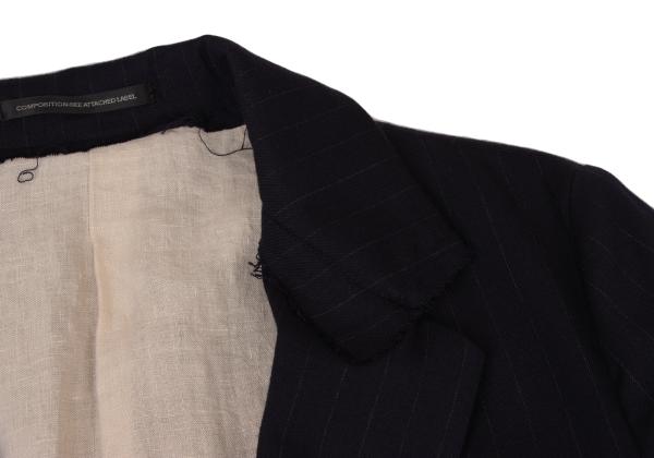 Y's 21AW Striped Lapel Long Jacket Blue Size 2