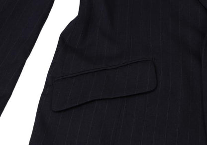 Y's 21AW Striped Lapel Long Jacket Blue Size 2