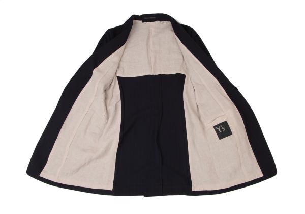 Y's 21AW Striped Lapel Long Jacket Blue Size 2