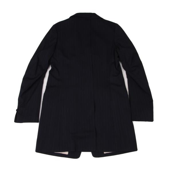 Y's 21AW Striped Lapel Long Jacket Blue Size 2