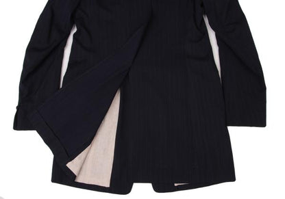 Y's 21AW Striped Lapel Long Jacket Blue Size 2