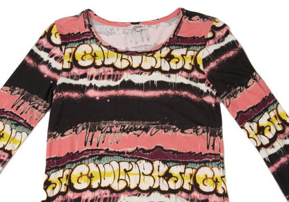 JUNIOR GAULTIER Rayon Graffiti Print Long Top Pink Size 16A