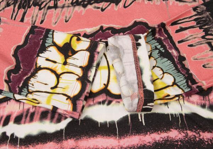 JUNIOR GAULTIER Rayon Graffiti Print Long Top Pink Size 16A