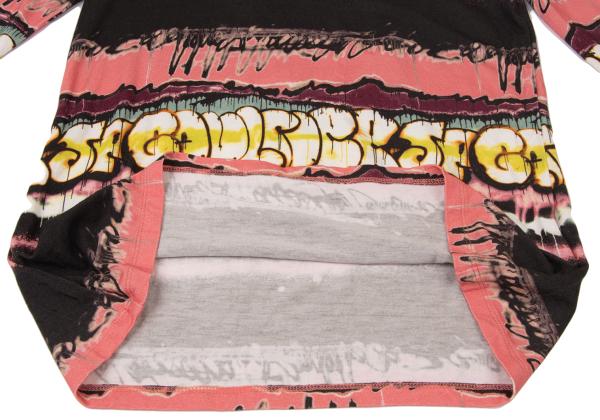 JUNIOR GAULTIER Rayon Graffiti Print Long Top Pink Size 16A