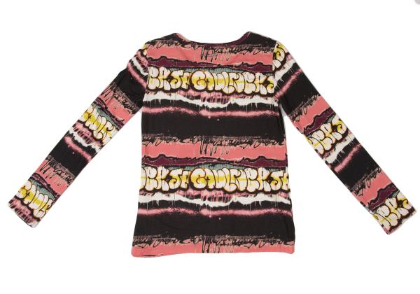 JUNIOR GAULTIER Rayon Graffiti Print Long Top Pink Size 16A