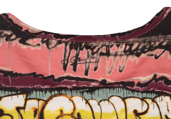JUNIOR GAULTIER Rayon Graffiti Print Long Top Pink Size 16A