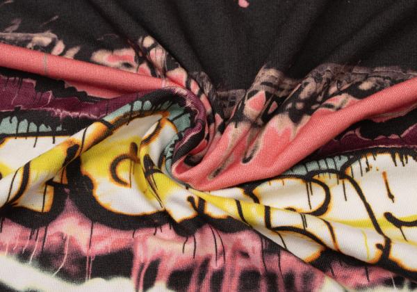 JUNIOR GAULTIER Rayon Graffiti Print Long Top Pink Size 16A