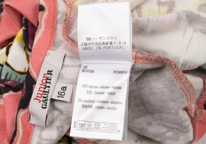 JUNIOR GAULTIER Rayon Graffiti Print Long Top Pink Size 16A