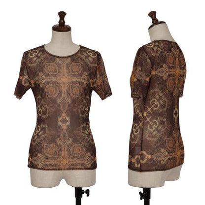 ISSEY MIYAKE All-Over Print Mesh Short Top Brown Size 2