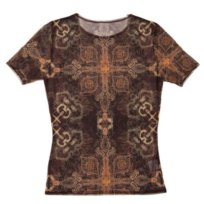 ISSEY MIYAKE All-Over Print Mesh Short Top Brown Size 2