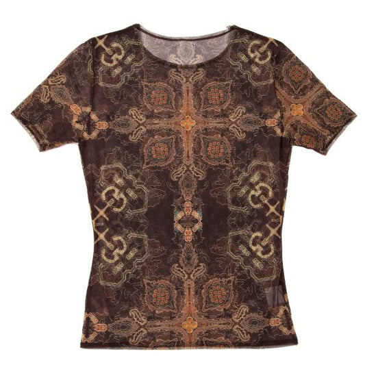 ISSEY MIYAKE All-Over Print Mesh Short Top Brown Size 2