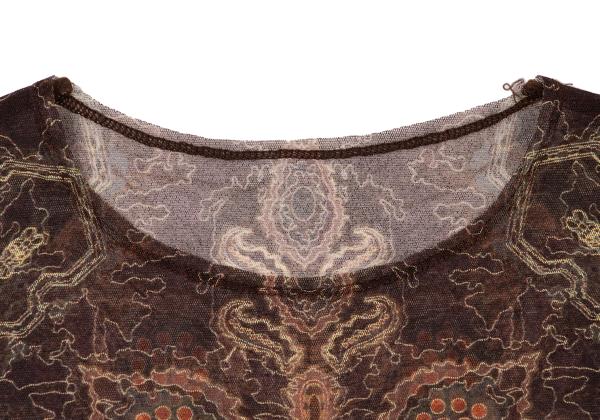 ISSEY MIYAKE All-Over Print Mesh Short Top Brown Size 2