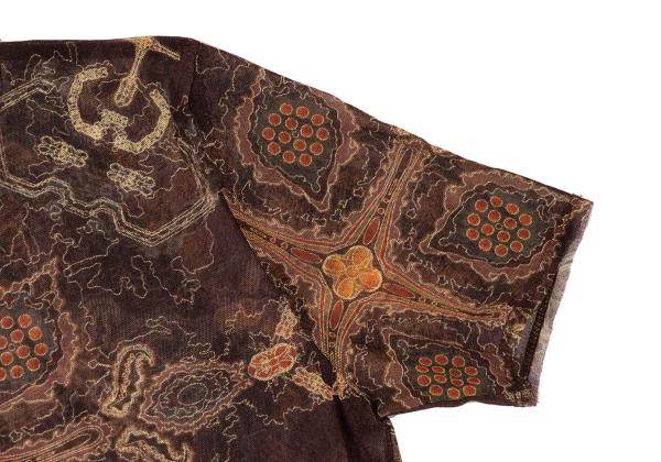 ISSEY MIYAKE All-Over Print Mesh Short Top Brown Size 2