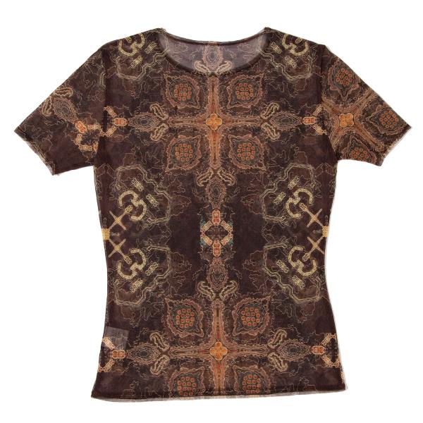 ISSEY MIYAKE All-Over Print Mesh Short Top Brown Size 2