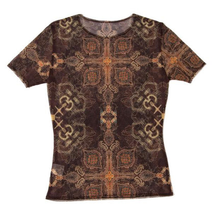 ISSEY MIYAKE All-Over Print Mesh Short Top Brown Size 2