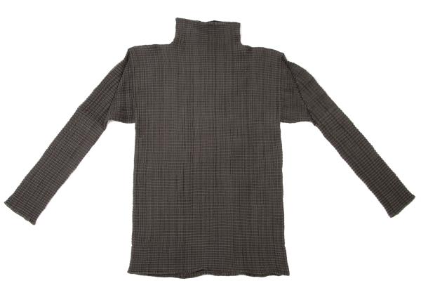 ISSEY MIYAKE Stretch Pleated Long Sleeve Top Khaki Size M