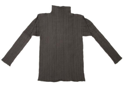 ISSEY MIYAKE Stretch Pleated Long Sleeve Top Khaki Size M