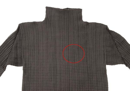 ISSEY MIYAKE Stretch Pleated Long Sleeve Top Khaki Size M