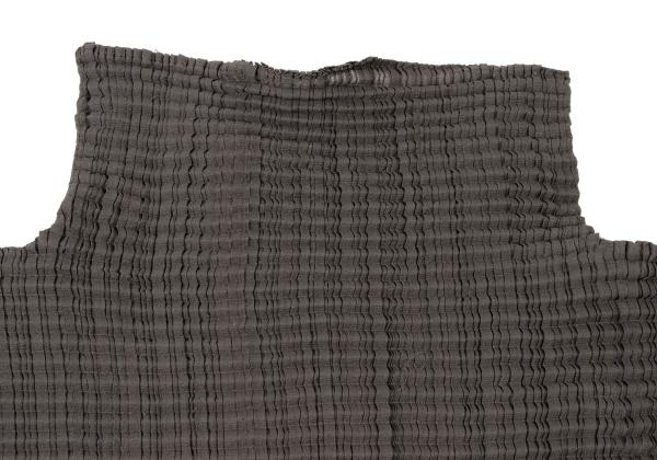 ISSEY MIYAKE Stretch Pleated Long Sleeve Top Khaki Size M