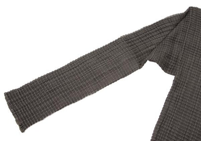 ISSEY MIYAKE Stretch Pleated Long Sleeve Top Khaki Size M