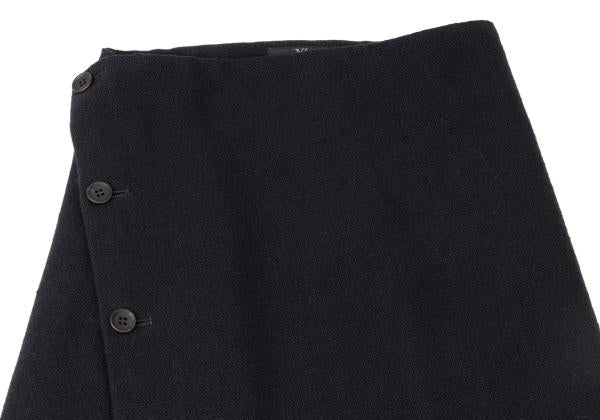 Y's Wool Many Button Wrap Midi Skirt Navy Size 3