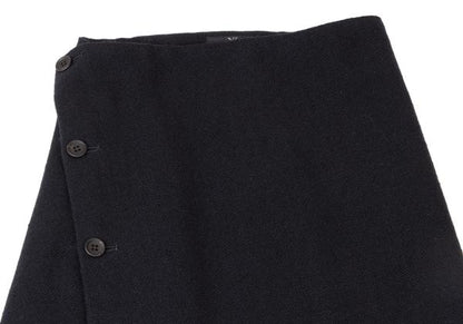 Y's Wool Many Button Wrap Midi Skirt Navy Size 3