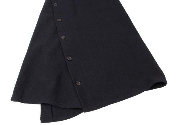 Y's Wool Many Button Wrap Midi Skirt Navy Size 3