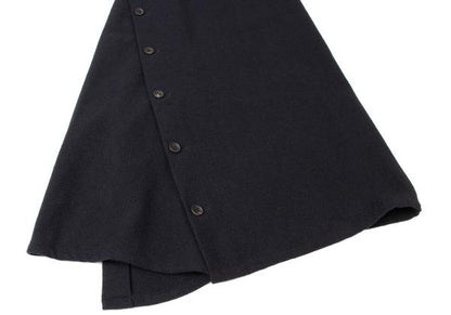Y's Wool Many Button Wrap Midi Skirt Navy Size 3