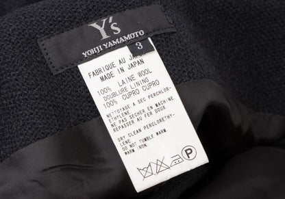 Y's Wool Many Button Wrap Midi Skirt Navy Size 3