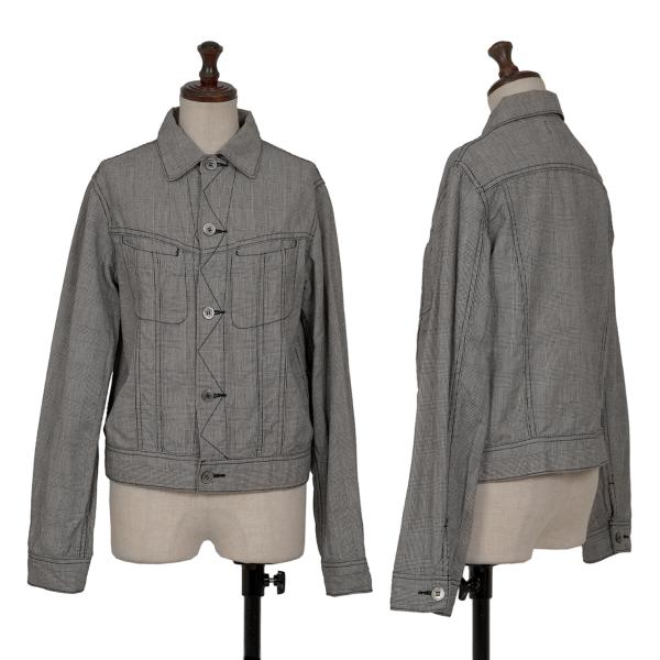 COMME des GARCONS Glen Check Cotton Linen Jacket Gray Size M