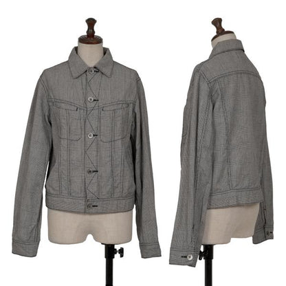 COMME des GARCONS Glen Check Cotton Linen Jacket Gray Size M
