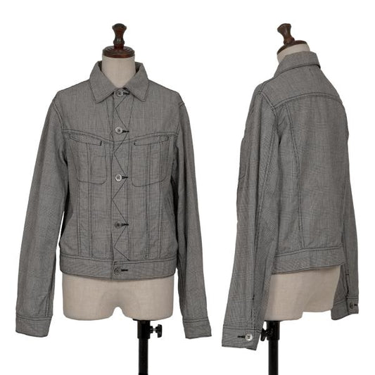 COMME des GARCONS Glen Check Cotton Linen Jacket Gray Size M