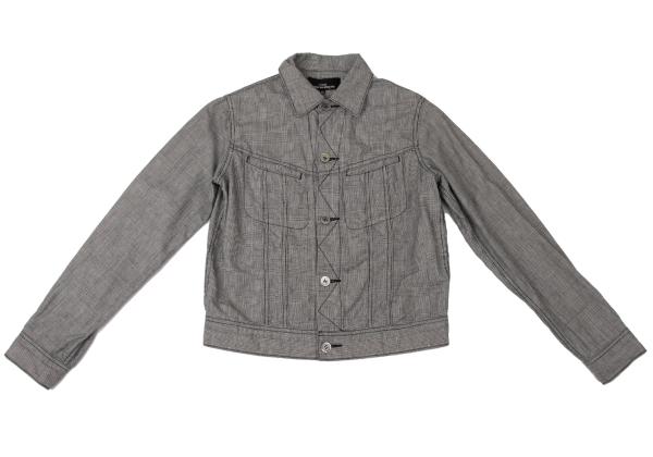 COMME des GARCONS Glen Check Cotton Linen Jacket Gray Size M