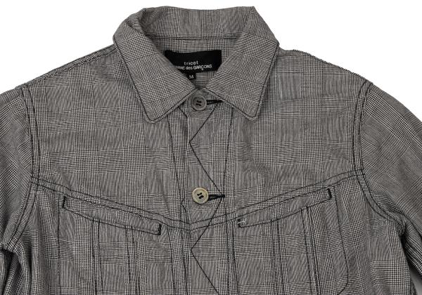 COMME des GARCONS Glen Check Cotton Linen Jacket Gray Size M