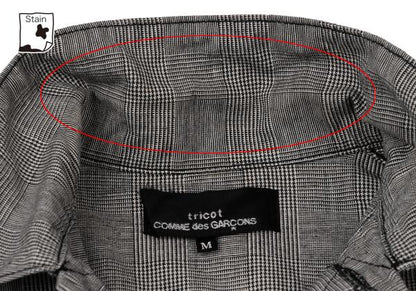 COMME des GARCONS Glen Check Cotton Linen Jacket Gray Size M