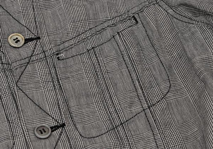 COMME des GARCONS Glen Check Cotton Linen Jacket Gray Size M