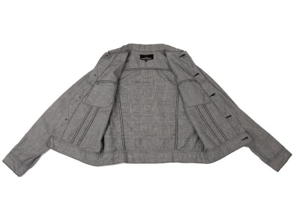 COMME des GARCONS Glen Check Cotton Linen Jacket Gray Size M