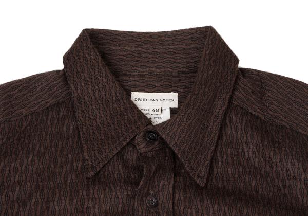 DRIES VAN NOTEN Wool Acrylic Cable Shirt Brown Size 48